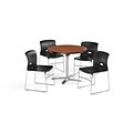 OFM 42 Sq Laminate MultiPurpose FlipTop Table & 4 Chairs, Cherry Table/Black Chair (PKGBRK0880001)