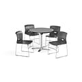 OFM 36 Round Laminate MultiPurpose FlipTop Table & 4 Chairs, Gray Table/Gray Chair PKGBRK0700006