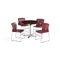 OFM 42 Sq Laminate MultiPurpose FlipTop Table & 4 Chairs, Mahogany/Burgundy Chair PKGBRK0880011