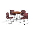 OFM 36 Square Laminate Multi-Purpose Table w/4 Chairs, Cherry Table/Wine Chair (PKG-BRK-099-0002)