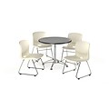 OFM 36 Square Laminate MultiPurpose Table & 4 Chairs, Gray Nebula Table/Ivory Chair (PKGBRK0990010)