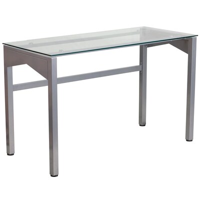 Flash Furniture 47 Glass Glass Computer Desks Clear Silver
