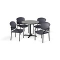 OFM Multi-Use Break Room Table with Plastic Stack Chairs and Chrome-Plated Steel Base, 42Dia., Cherry (PKG-BRK-105)