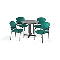 OFM  42 Round Laminate MultiPurpose XSeries Table & 4 Chairs, Gray Table/Teal Chair (PKGBRK1550007)