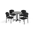 OFM 36 Round Laminate MultiPurpose XSeries Table & 4 Chairs, Gray Table/Black Chair (PKGBRK1430010)