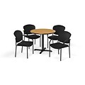 OFM 36 Round Laminate MultiPurpose X-Series Table & 4 Chairs, Table/Black Chair (PKG-BRK-143-0020)