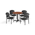 OFM 42 Round Laminate MultiPurpose XSeries Table & 4 Chairs, Cherry Table/Wine Chair PKGBRK1560003