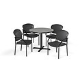 OFM 36 Round Laminate MultiPurpose XSeries Table & 4 Chairs, Teal/Charcoal Chair PKGBRK1440008