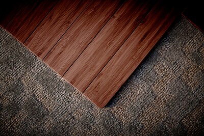 Anji Mountain Roll-Up Bamboo Chair Mat, Standard Lip, 44" x 52", Walnut