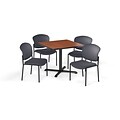 OFM  42 Sq Laminate MultiPurpose XSeries Table & 4 Chairs, Cherry Table/Gray Chair (PKGBRK1630001)