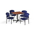 OFM  42 Sq Laminate MultiPurpose XSeries Table & 4 Chairs, Cherry Table/Navy Chair (PKGBRK1630004)