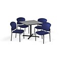 OFM 36 Square Laminate MultiPurpose XSeries Table & 4 Chairs, Gray Table/Navy Chair (PKGBRK1510009)