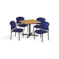OFM  42 Square Laminate MultiPurpose X-Series Table & 4 Chairs, Table/Navy Chair (PKG-BRK-163-0019)
