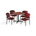 OFM 42 Square Laminate MultiPurpose XSeries Table & 4 Chairs, Cherry Table/Teal Chair PKGBRK1640002