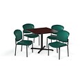 OFM  42 Sq Laminate MultiPurpose XSeries Table & 4 Chairs, Mahogany Table/Gray Chair PKGBRK1640011