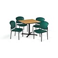 OFM  36 Square Laminate MultiPurpose X-Series Table & 4 Chairs, Table/Teal Chair (PKG-BRK-152-0016)