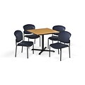 OFM  36 Square Laminate MultiPurpose X-Series Table & 4 Chairs, Table/Navy Chair (PKG-BRK-152-0019)