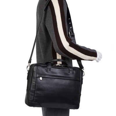 McKlein S Series Laptop Briefcase, Black Leather (15485)