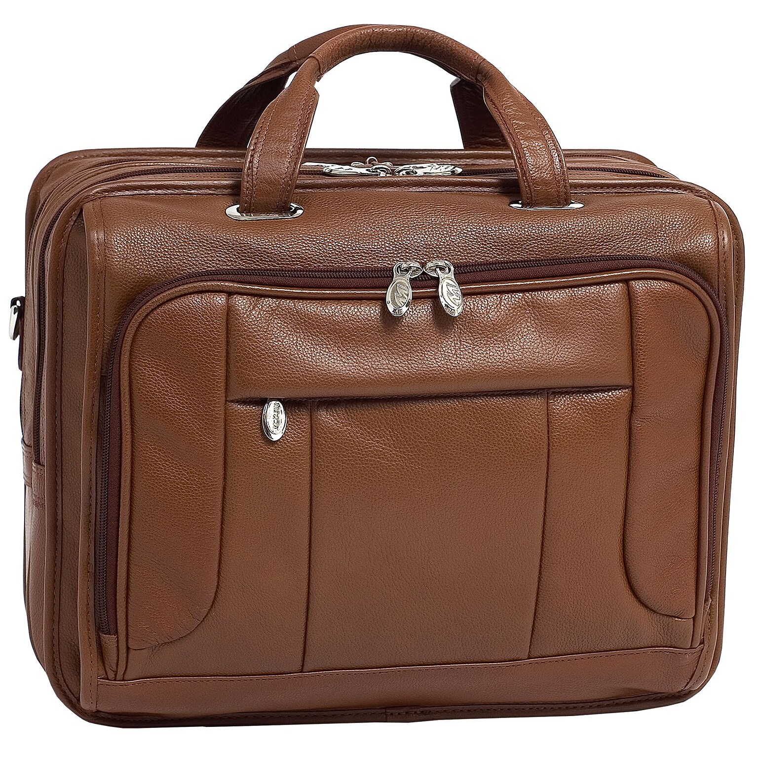 McKlein S Series, RIVER WEST, Pebble Grain Calfskin Leather, Fly-Through Checkpoint-Friendly Laptop Briefcase, Brown (15714)