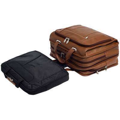 McKlein S Series, RIVER WEST, Pebble Grain Calfskin Leather, Fly-Through Checkpoint-Friendly Laptop Briefcase, Brown (15714)