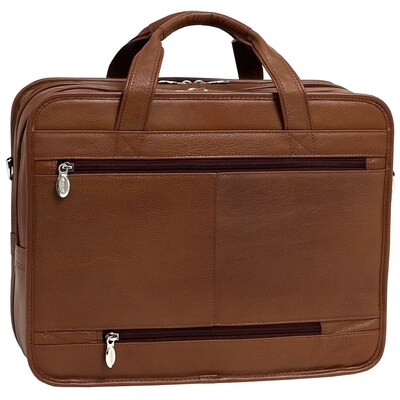 McKlein S Series, RIVER WEST, Pebble Grain Calfskin Leather, Fly-Through Checkpoint-Friendly Laptop Briefcase, Brown (15714)