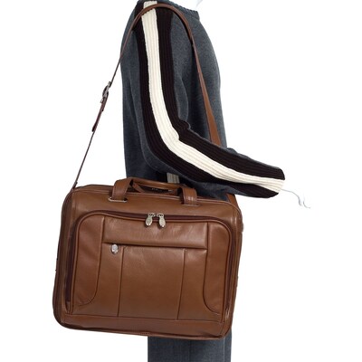 McKlein S Series, RIVER WEST, Pebble Grain Calfskin Leather, Fly-Through Checkpoint-Friendly Laptop Briefcase, Brown (15714)