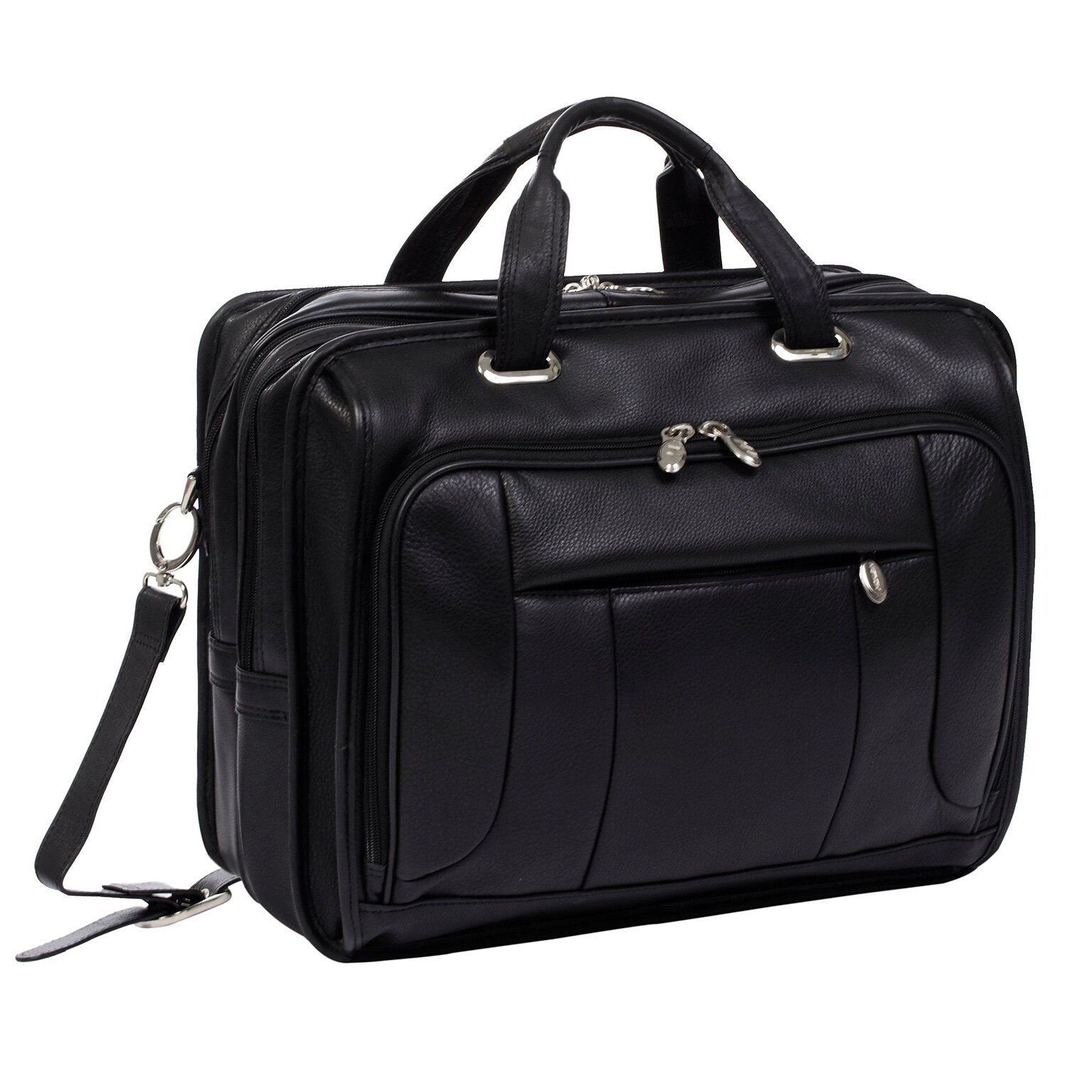 McKlein S Series Laptop Briefcase, Black Leather (15715)