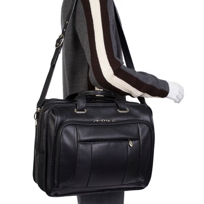McKlein S Series Laptop Briefcase, Black Leather (15715)