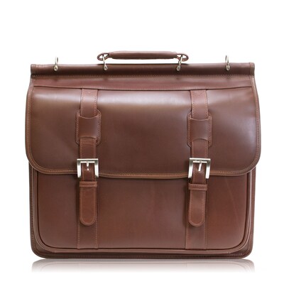 Siamod MANAROLA, SIGNORINI, Oil Pull-Up Leather, Double Compartment Laptop Briefcase, Cognac (25594)