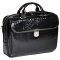 Siamod MONTEROSSO, IGNOTO, Embossed Crocco Leather, Large Ladies Laptop Briefcase, Black (35515)