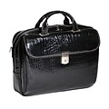 Siamod MONTEROSSO, SETTEMBRE, Embossed Crocco Leather, Medium Ladies Laptop Briefcase, Black (35525)