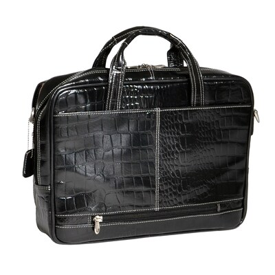 Siamod MONTEROSSO, SETTEMBRE, Embossed Crocco Leather, Medium Ladies Laptop Briefcase, Black (35525)