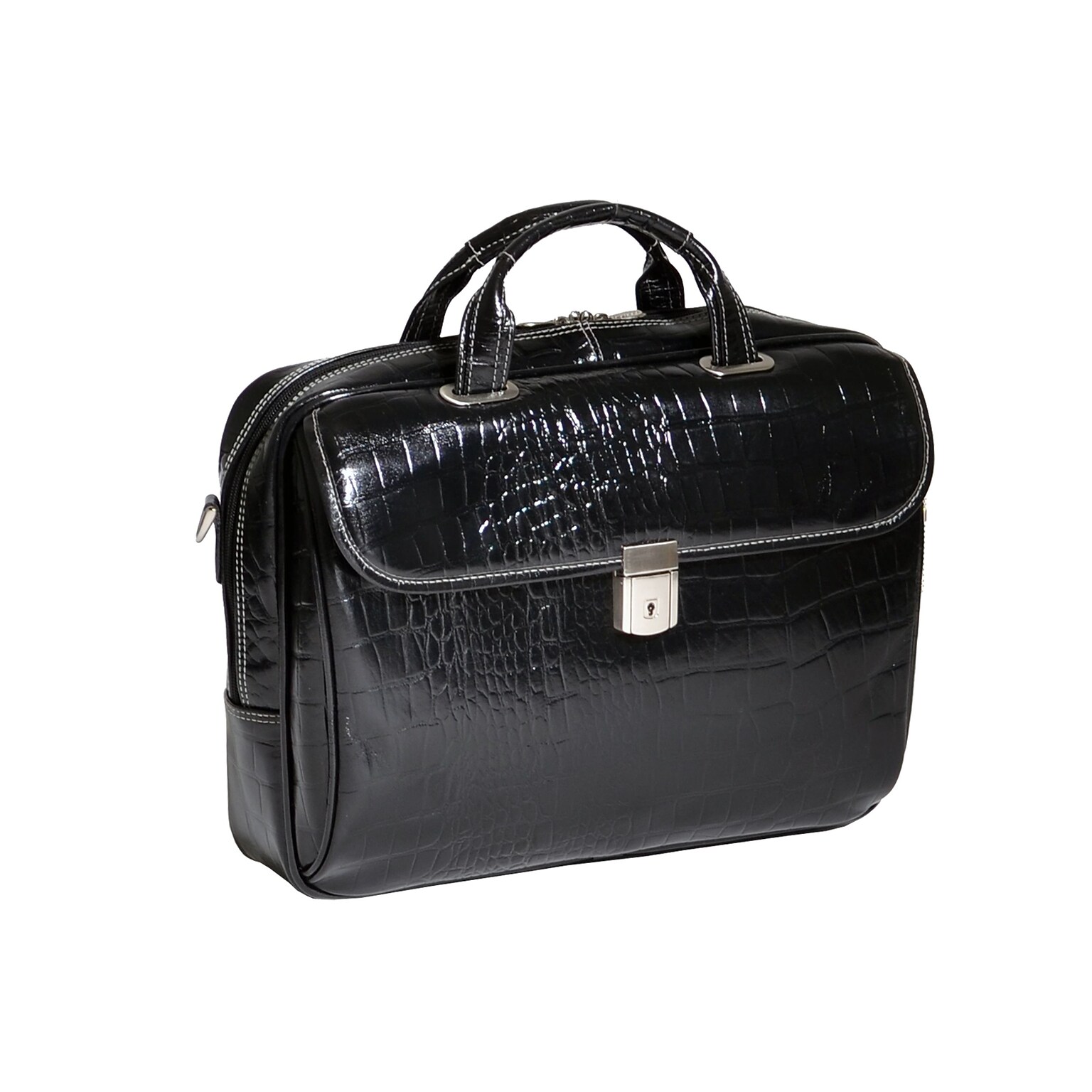 Siamod MONTEROSSO, SERVANO, Embossed Crocco Leather, Tablet Briefcase, Black (35535)