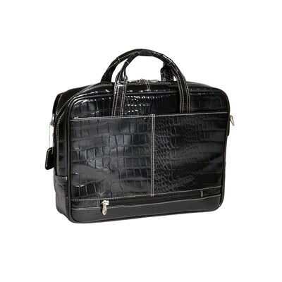 Siamod MONTEROSSO, SERVANO, Embossed Crocco Leather, Tablet Briefcase, Black (35535)