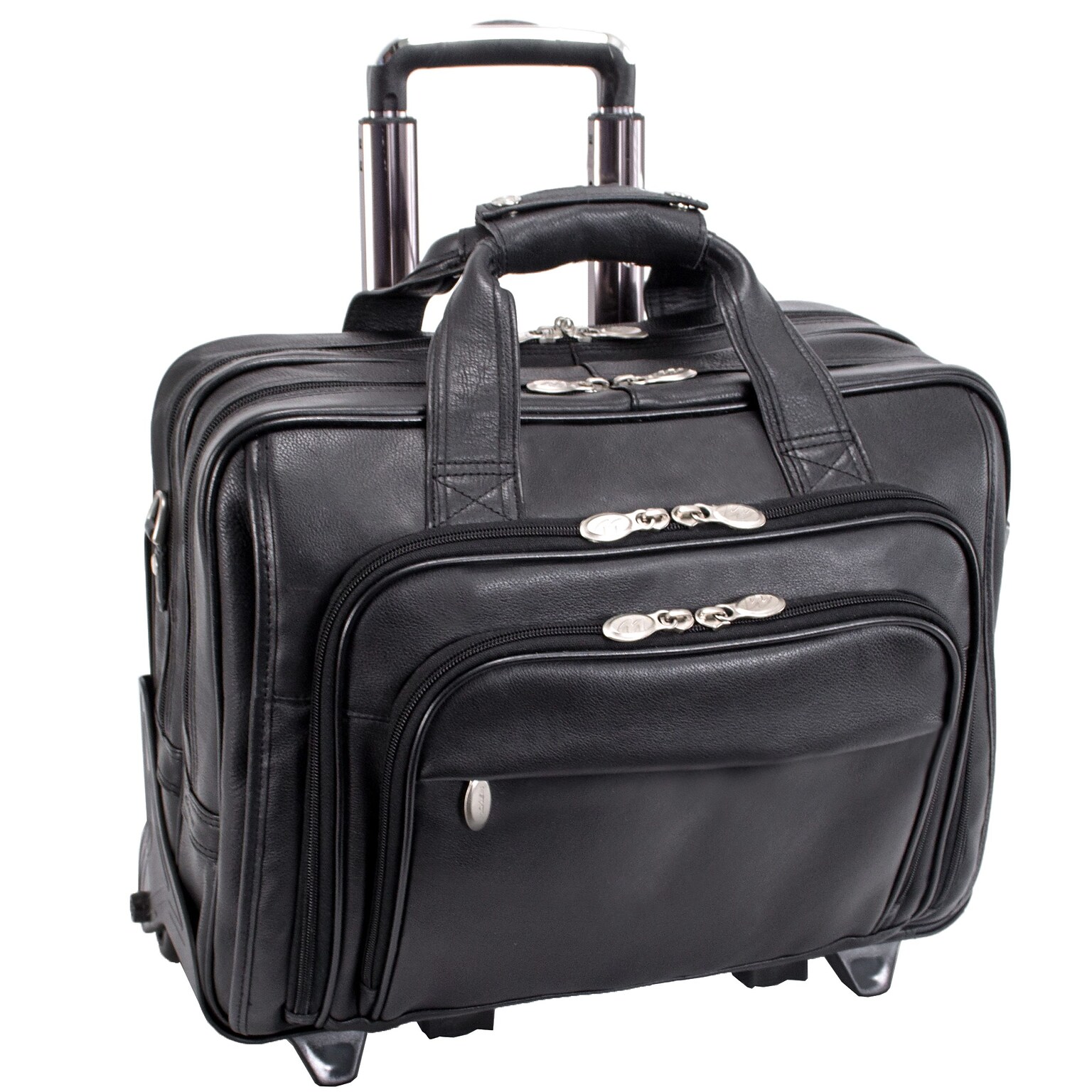 McKlein I Series Laptop Rolling Briefcase, Black Leather (43185)