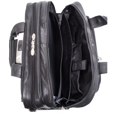 McKlein I Series Laptop Rolling Briefcase, Black Leather (43185)