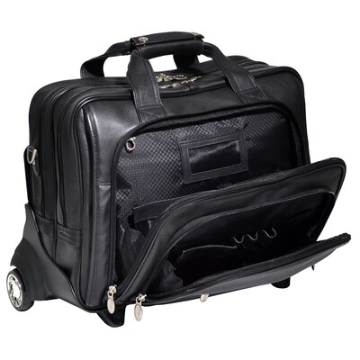 McKlein I Series Laptop Rolling Briefcase, Black Leather (43185)