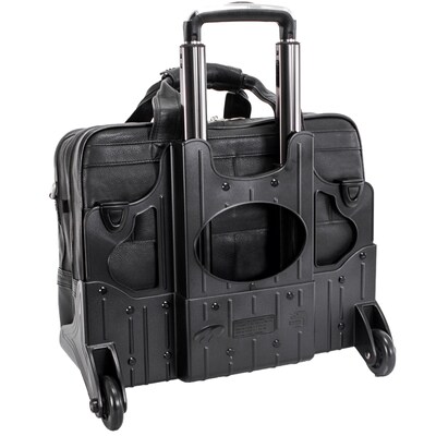 McKlein I Series Laptop Rolling Briefcase, Black Leather (43185)