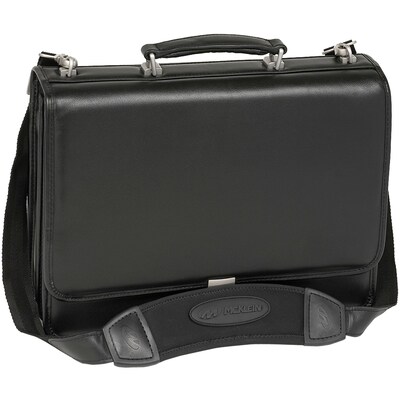 McKlein River North Triple Compartment Laptop Briefcase, Full Grain Cashmere Napa Leather, Black (43