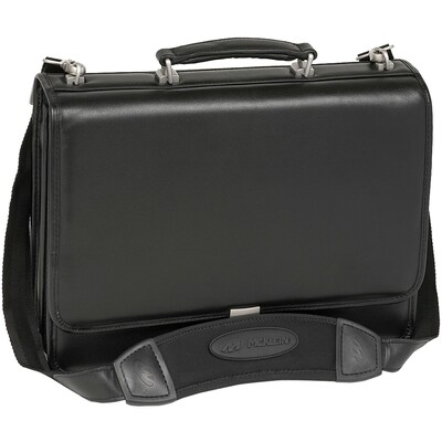 McKlein River North Triple Compartment Laptop Briefcase, Full Grain Cashmere Napa Leather, Black (43555)