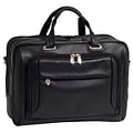 McKlein West Loop Expandable Double Compartment Briefcase, Full Grain Cashmere Napa Leather, Black (