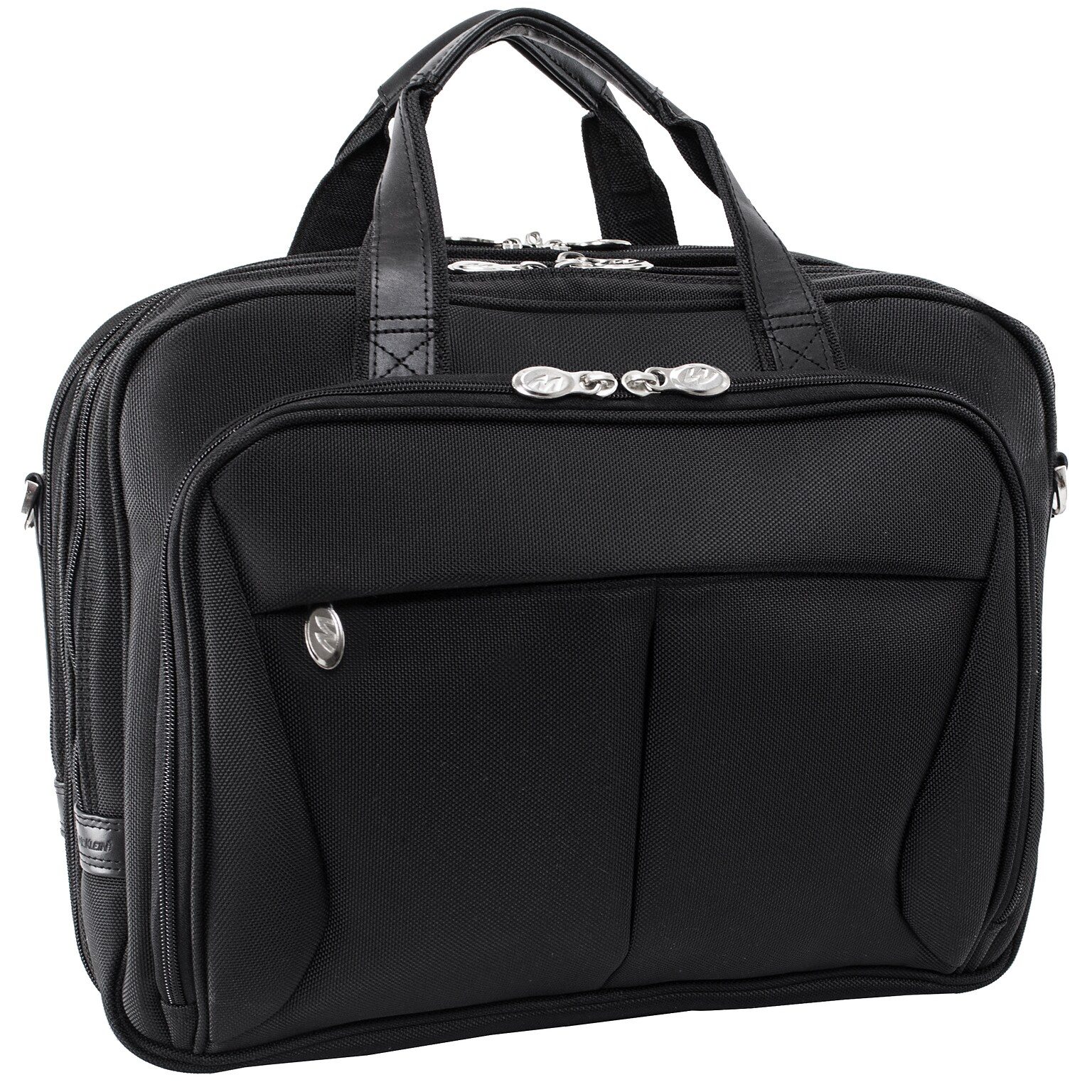McKlein Pearson Expandable Double Compartment Laptop Briefcase, Tech-Lite Ballistic Nylon, Black (74565)