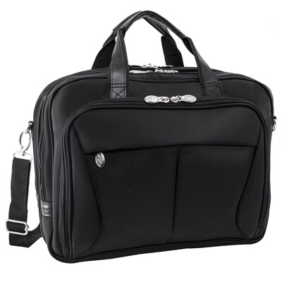McKlein Pearson Expandable Double Compartment Laptop Briefcase, Tech-Lite Ballistic Nylon, Black (74565)