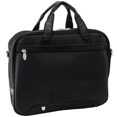 McKlein Pearson Expandable Double Compartment Laptop Briefcase, Tech-Lite Ballistic Nylon, Black (74565)