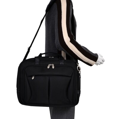 McKlein Pearson Expandable Double Compartment Laptop Briefcase, Tech-Lite Ballistic Nylon, Black (74565)
