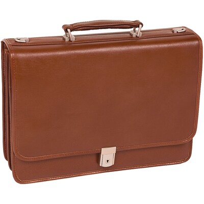 McKlein V Series, LEXINGTON, Top Grain Cowhide Leather,Flapover Double Compartment Briefcase, Brown