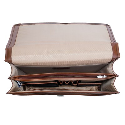 McKlein V Series, LEXINGTON, Top Grain Cowhide Leather,Flapover Double Compartment Briefcase, Brown (83544)