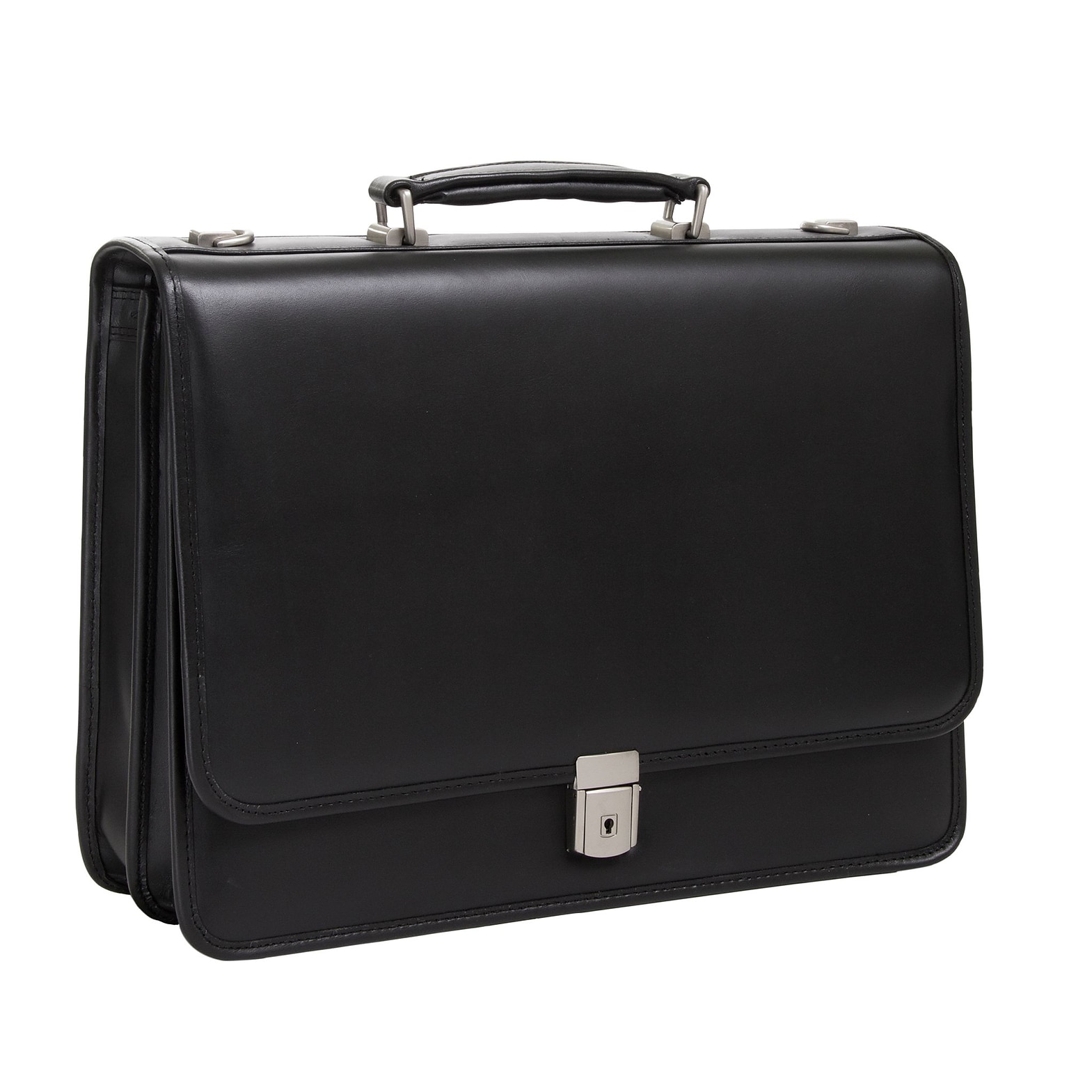 McKlein V Series, LEXINGTON, Top Grain Cowhide Leather,Flapover Double Compartment Briefcase, Black (83545)