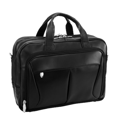 McKlein R Series, PEARSON, Top Grain Cowhide Leather,Expandable Double Compartment Laptop Briefcase,