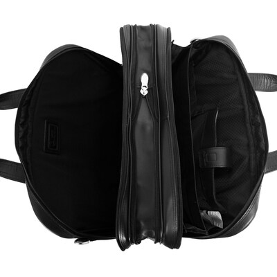 McKlein R Series, PEARSON, Top Grain Cowhide Leather,Expandable Double Compartment Laptop Briefcase, Black (84565)